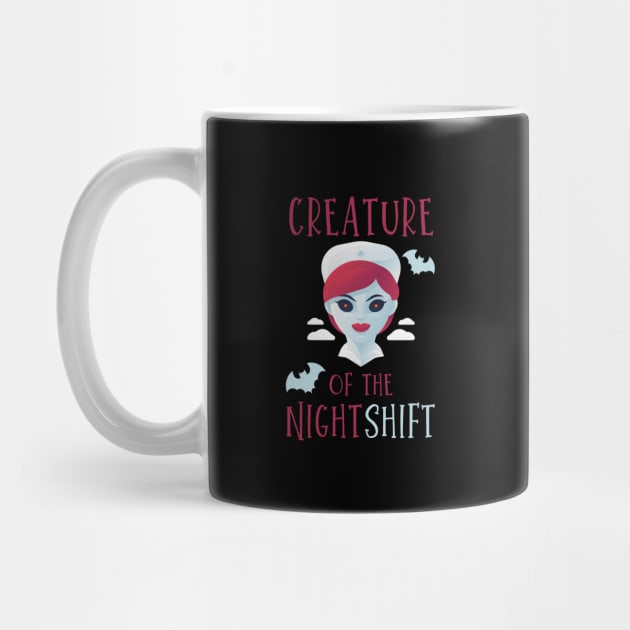 Creature of the night shift funny Nursing Halloween vampire nurse and bats design by BlueLightDesign